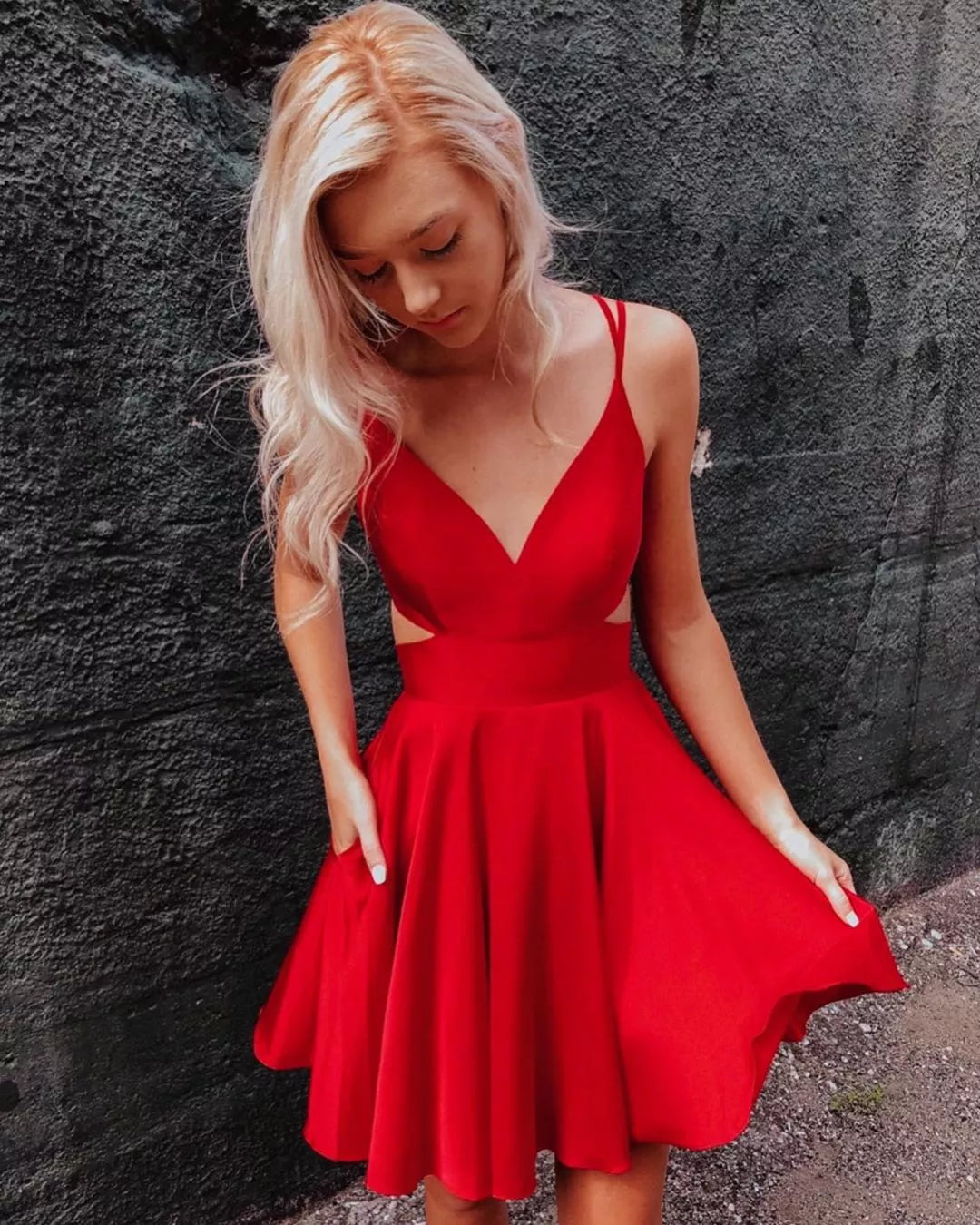 PM274,A-Line Homecoming Dresses,Red Homecoming Dress,V-Neck Graduation prommirror PM274,A-Line Homecoming Dresses,Red Homecoming Dress,V-Neck Graduation prommirror