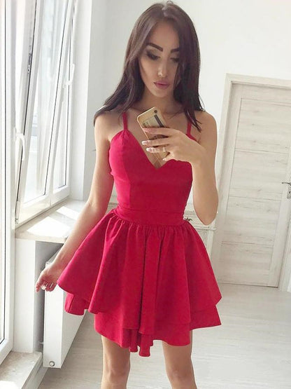 PM050,Red Sleeveless Homecoming Dresses Short Prom Dress Mini Evening Gown