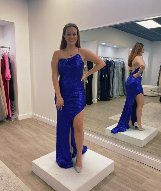 PM399,Royal Blue Sequin Bodycon Long Prom Evening Dresses