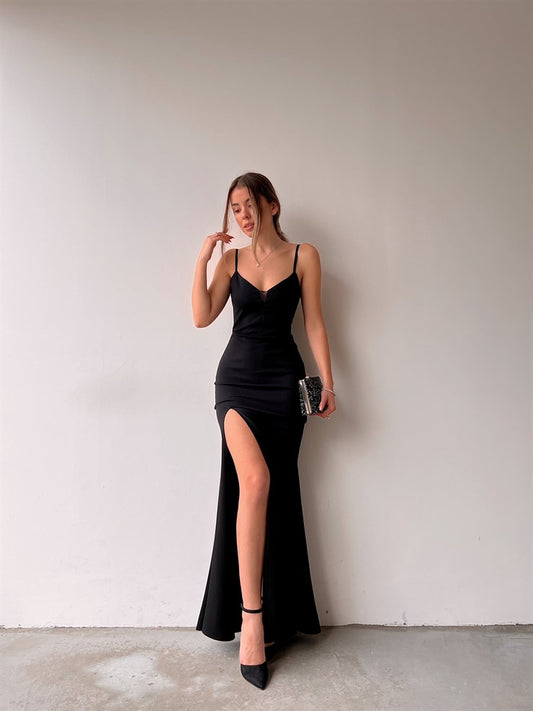 PM448,Black Prom Dresses, Spaghetti Straps Evening Dresses, Mermaid Formal Gown