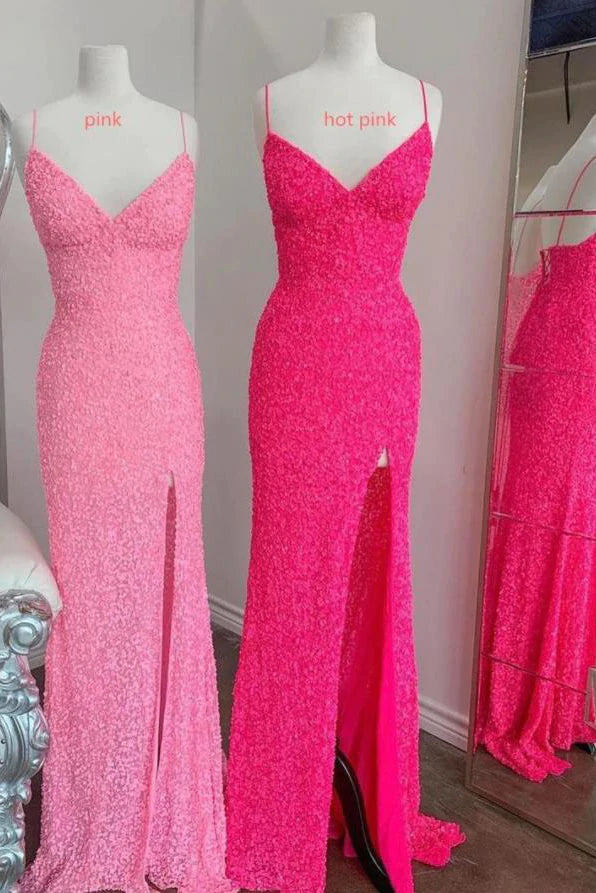 PM101,New Style Sparkly Sequin Mermaid Long Prom Dress, V Neck Long Formal Gown