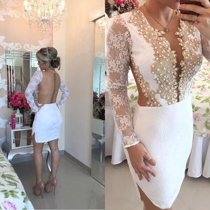 PM123,2022 Sheath Scoop Lace With Applique And Beads Short/Mini Homecoming Dresses