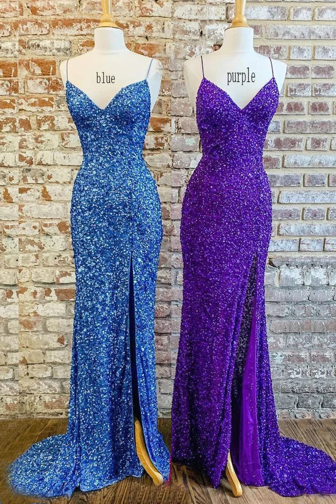PM101,New Style Sparkly Sequin Mermaid Long Prom Dress, V Neck Long Formal Gown